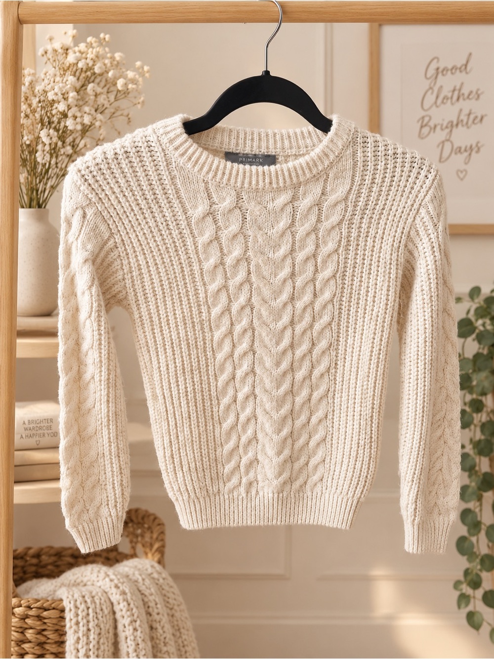 Primark Cream Cable Knit Crewneck Sweater